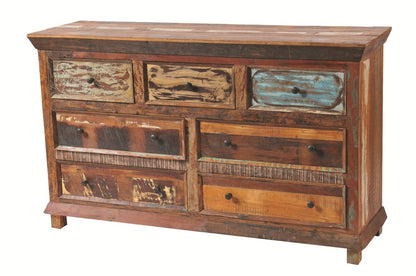 60" Brown Solid Wood Seven Drawer Triple Dresser HomeRoots