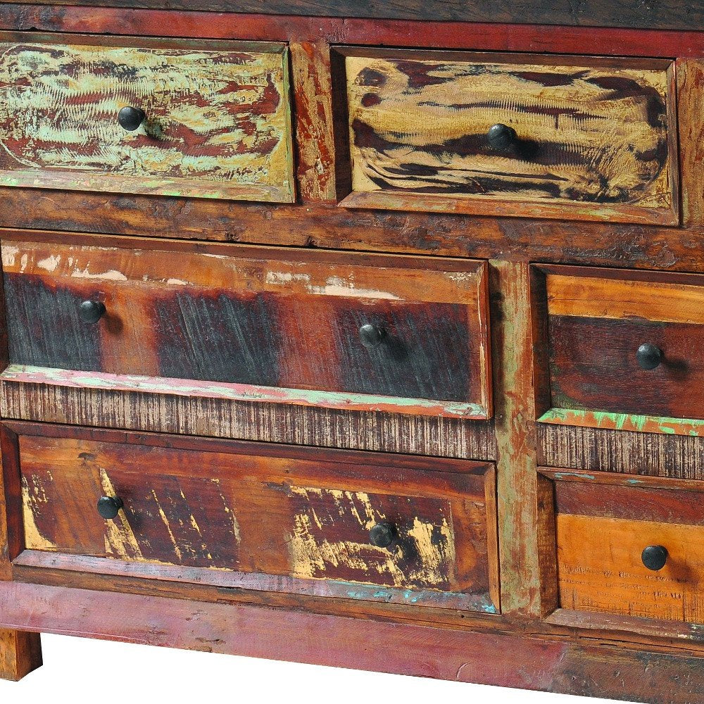 60" Brown Solid Wood Seven Drawer Triple Dresser HomeRoots