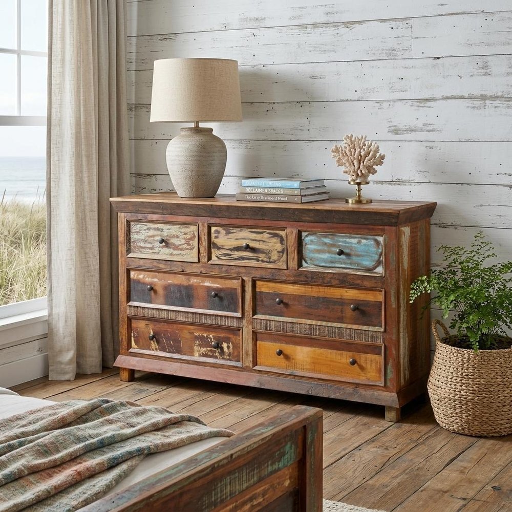 60" Brown Solid Wood Seven Drawer Triple Dresser HomeRoots