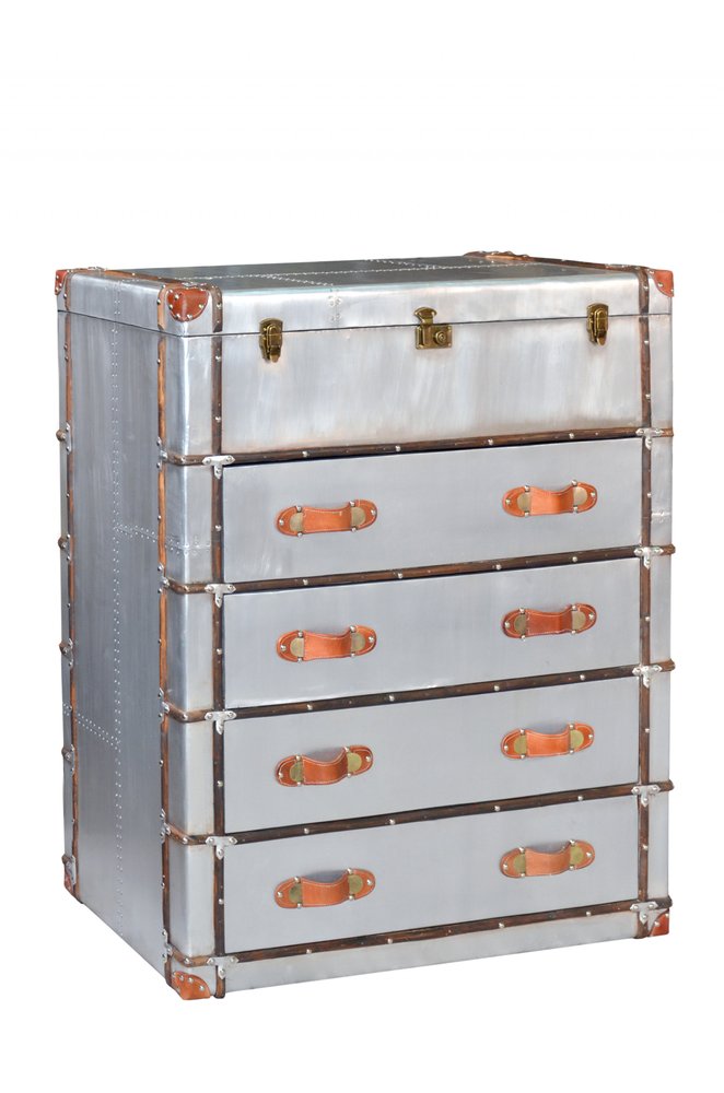 42" Silver Aluminum Four Drawer Dresser HomeRoots