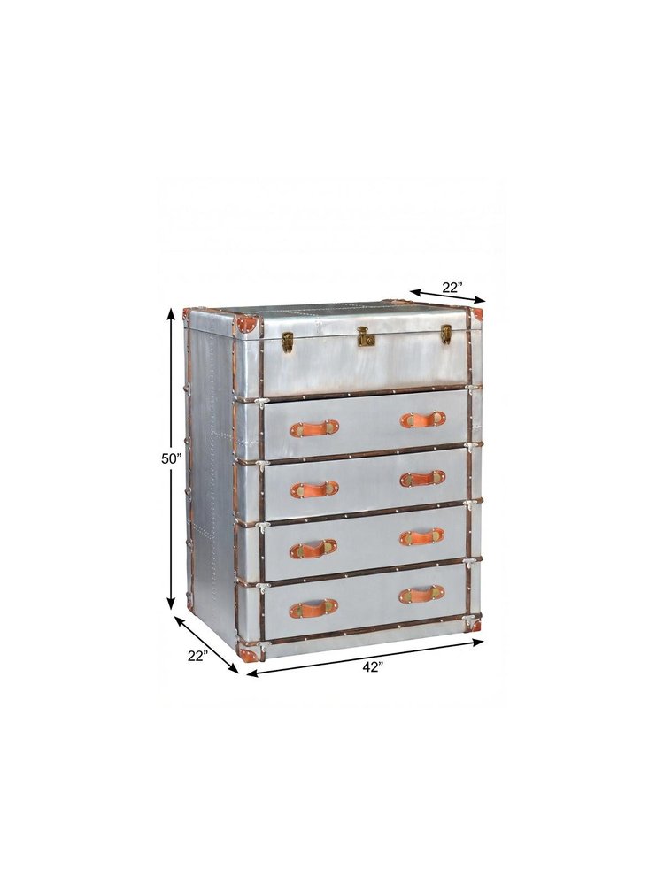 42" Silver Aluminum Four Drawer Dresser HomeRoots