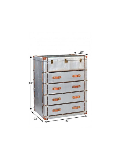 42" Silver Aluminum Four Drawer Dresser HomeRoots