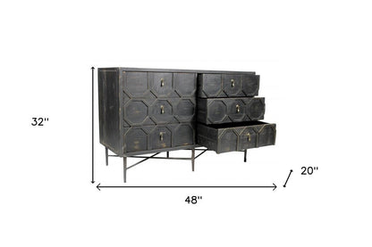 48" Dark Brown Solid Wood Six Drawer Double Dresser HomeRoots