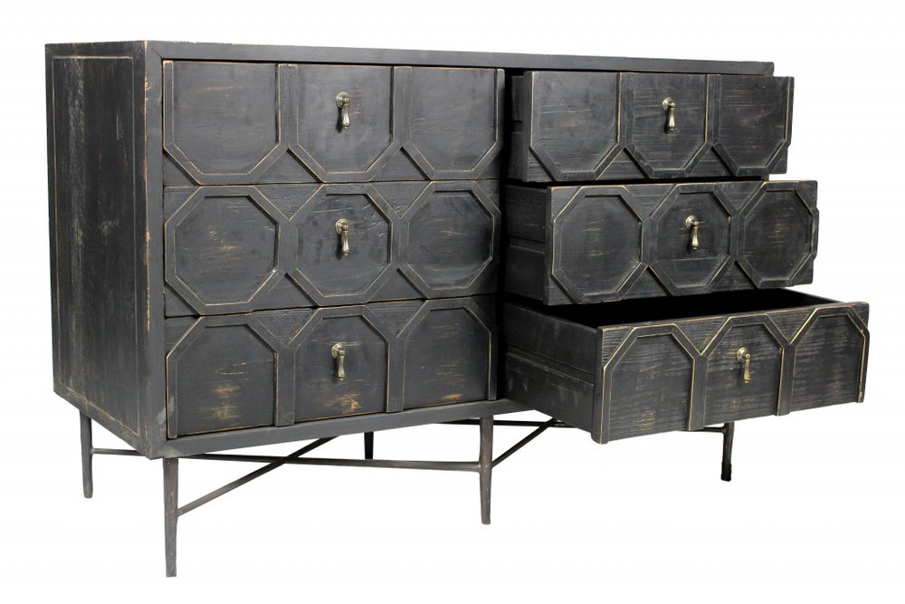 48" Dark Brown Solid Wood Six Drawer Double Dresser HomeRoots