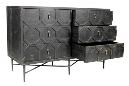 48" Dark Brown Solid Wood Six Drawer Double Dresser HomeRoots