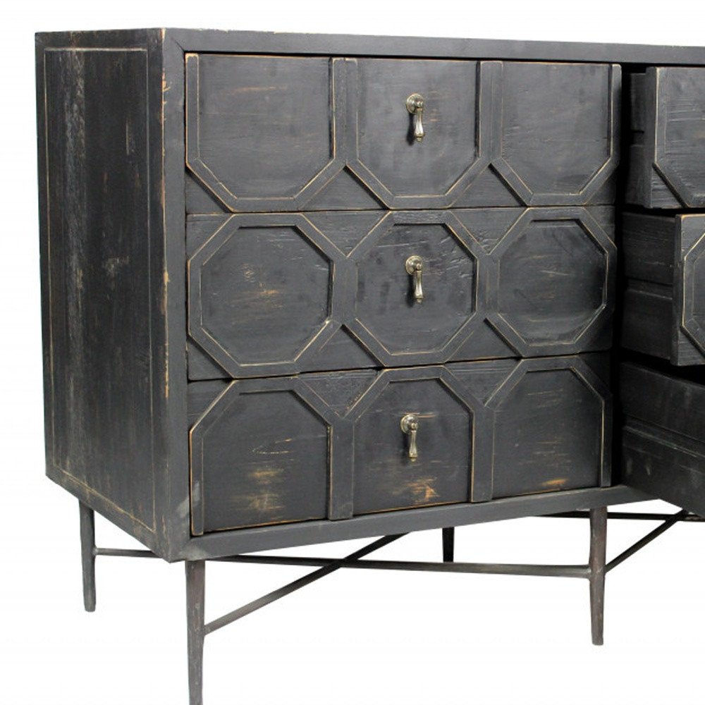 48" Dark Brown Solid Wood Six Drawer Double Dresser HomeRoots