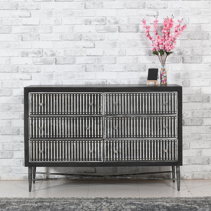 48" Antique Brown Solid Wood Six Drawer Double Dresser HomeRoots