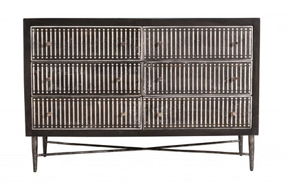 48" Antique Brown Solid Wood Six Drawer Double Dresser HomeRoots