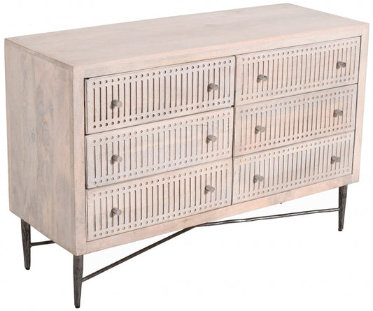 48" Brushed Ivory Solid Wood Six Drawer Double Dresser HomeRoots