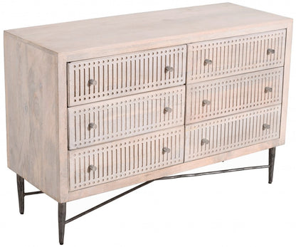 48" Brushed Ivory Solid Wood Six Drawer Double Dresser HomeRoots