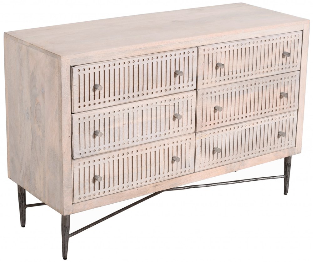 48" Ivory Solid Wood Six Drawer Double Dresser