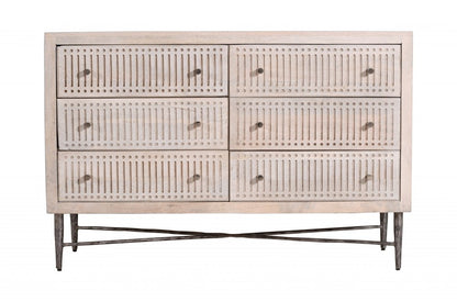 48" Ivory Solid Wood Six Drawer Double Dresser