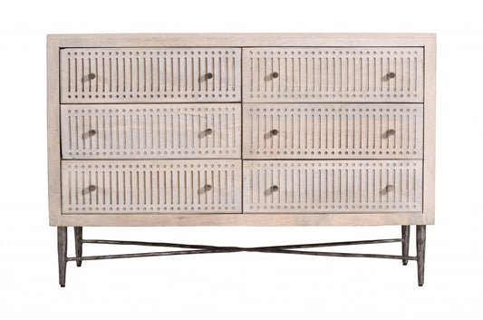 48" Brushed Ivory Solid Wood Six Drawer Double Dresser HomeRoots