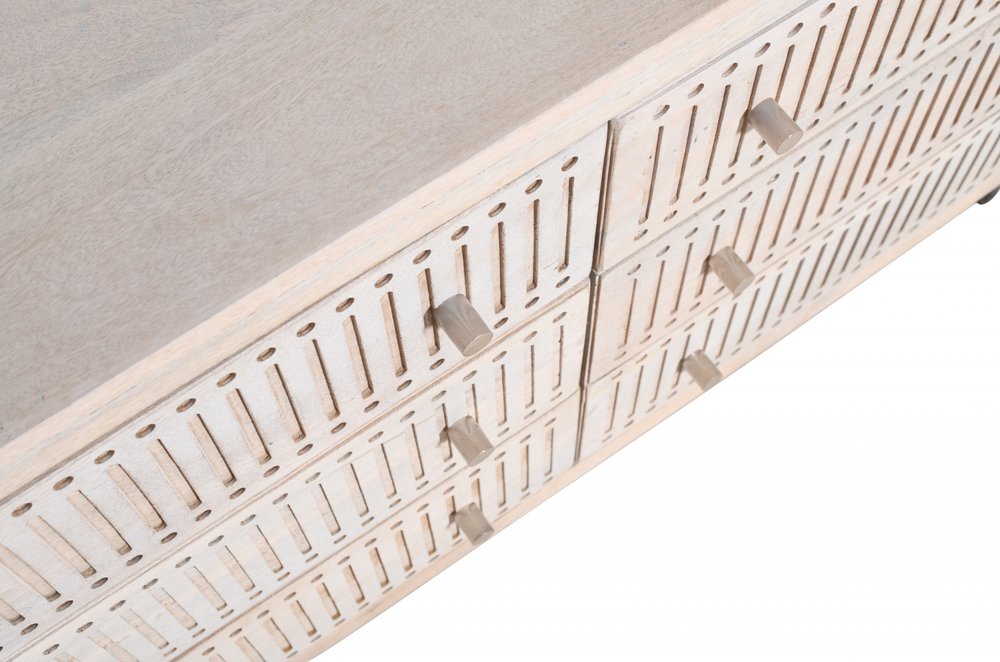 48" Brushed Ivory Solid Wood Six Drawer Double Dresser — view 6