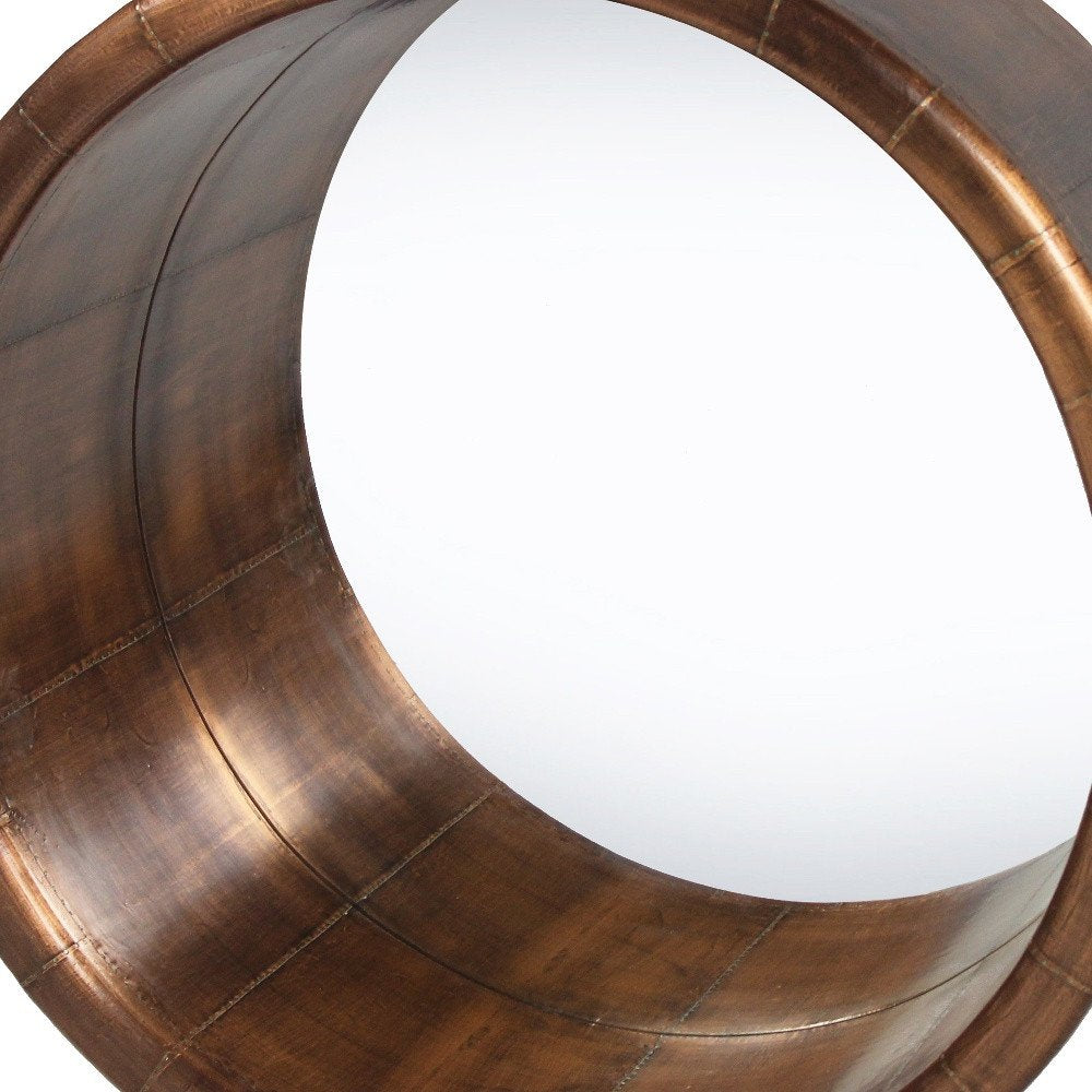 21" Copper Round Metal Framed Accent Mirror HomeRoots