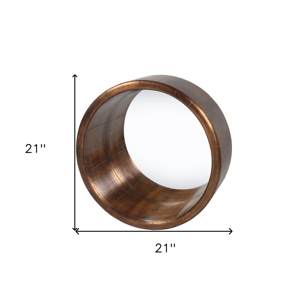 21" Copper Round Metal Framed Accent Mirror HomeRoots