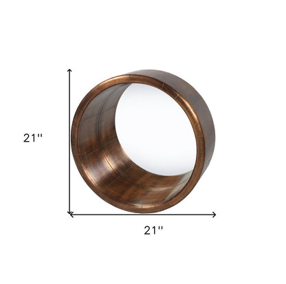 21" Copper Round Metal Framed Accent Mirror HomeRoots
