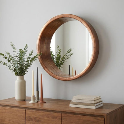 21" Copper Round Metal Framed Accent Mirror HomeRoots