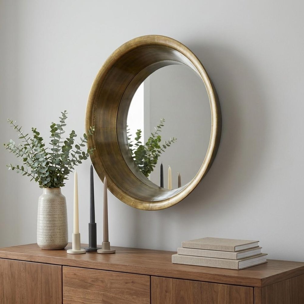 21" Brass Round Metal Framed Accent Mirror HomeRoots