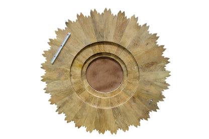44" Antiqued Gold Sunburst Wood and Metal Framed Accent Mirror HomeRoots