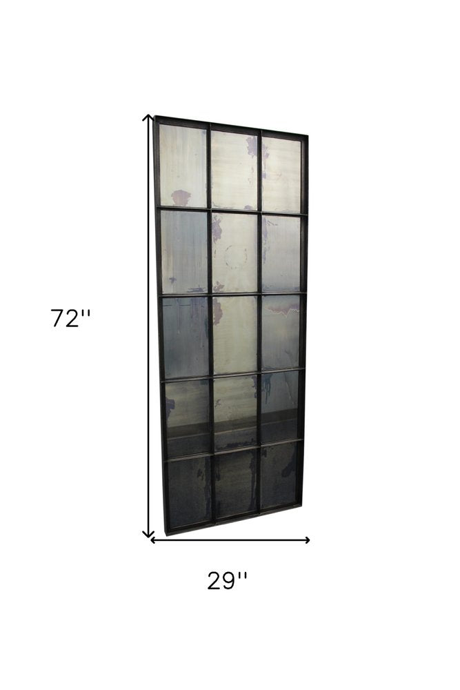72" Black Metal Framed Full Length Antiqued Glass Hanging Mirror HomeRoots