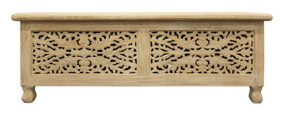 46" Antique White Solid Carved Wood Scroll Bench with Flip Top HomeRoots