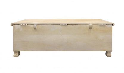 46" Antique White Solid Carved Wood Scroll Bench with Flip Top HomeRoots