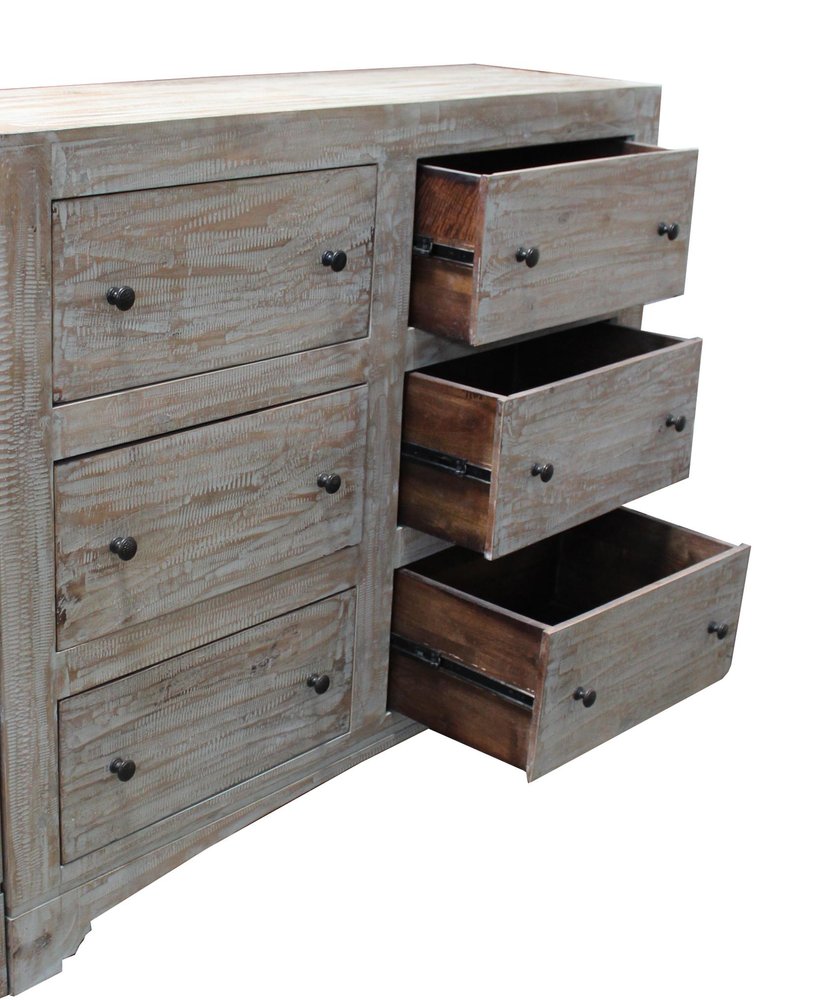 60" Brown Solid Wood Six Drawer Double Dresser HomeRoots