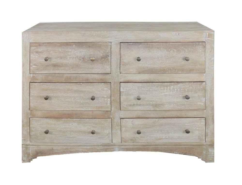60" Brown Solid Wood Six Drawer Double Dresser HomeRoots