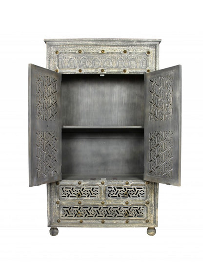 42" Aged Gray Solid Wood Three Drawer Gentleman's Chest HomeRoots