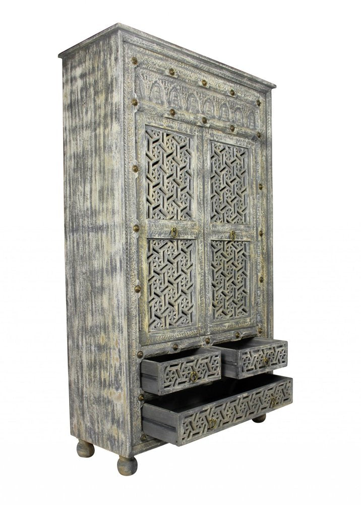 42" Aged Gray Solid Wood Three Drawer Gentleman's Chest HomeRoots
