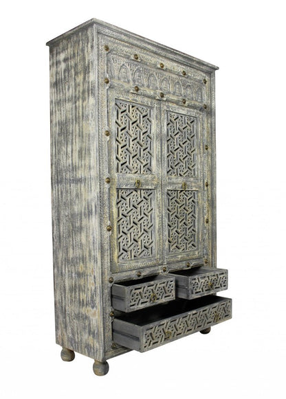 42" Aged Gray Solid Wood Three Drawer Gentleman's Chest HomeRoots