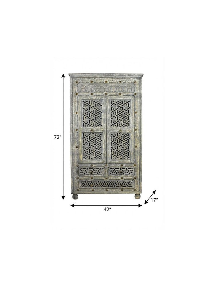 42" Aged Gray Solid Wood Three Drawer Gentleman's Chest HomeRoots