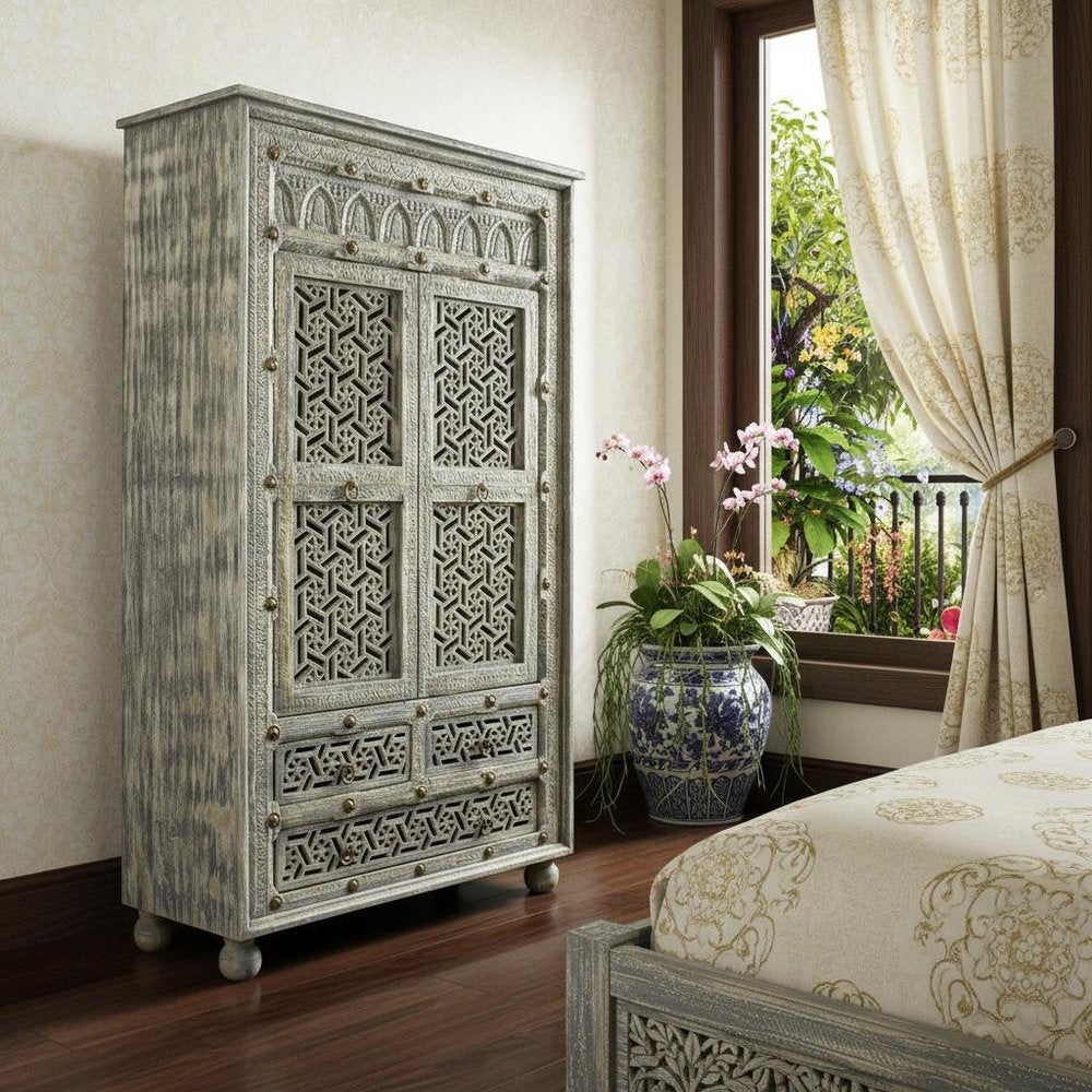 42" Aged Gray Solid Wood Three Drawer Gentleman's Chest HomeRoots