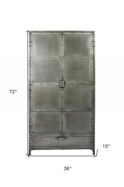 36" Silver Iron Drawer Combo Dresser HomeRoots