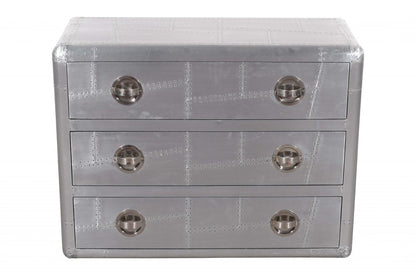 42" Silver Aluminum Three Drawer Dresser HomeRoots