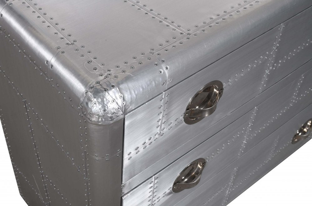 42" Silver Aluminum Three Drawer Dresser HomeRoots