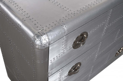 42" Silver Aluminum Three Drawer Dresser HomeRoots