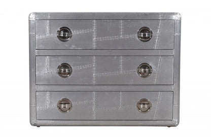 42" Silver Aluminum Three Drawer Dresser HomeRoots
