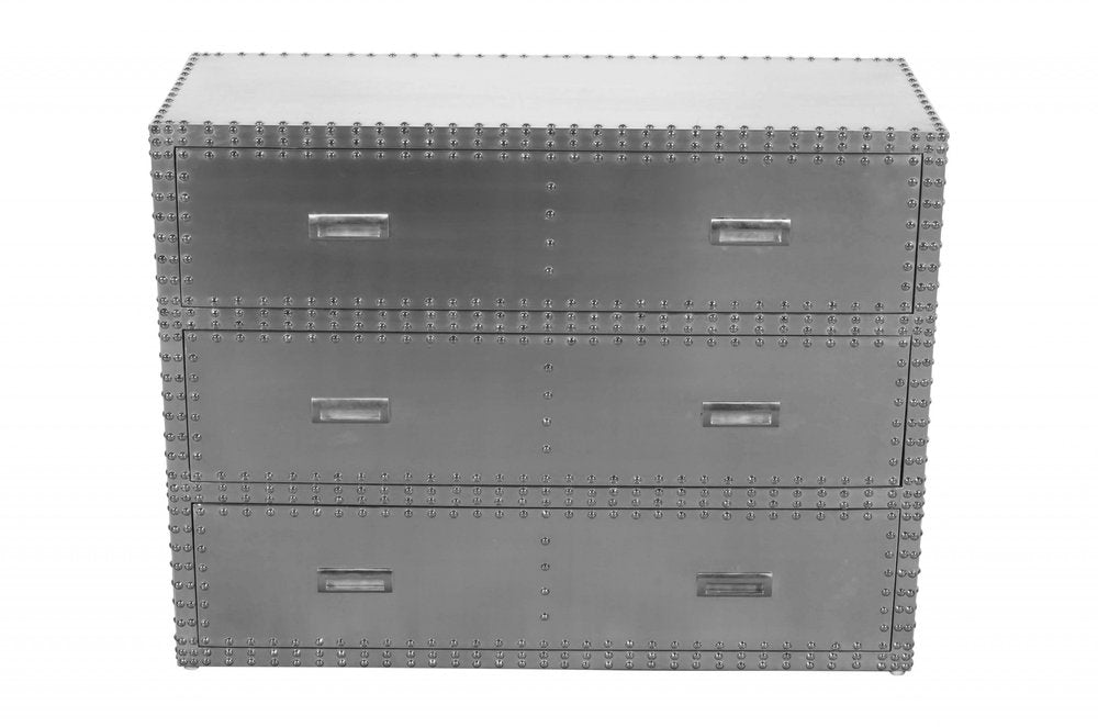 42" Silver Aluminum Three Drawer Dresser — view 2