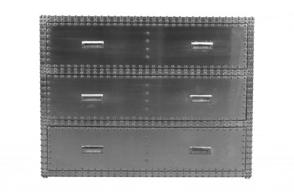 42" Silver Aluminum Three Drawer Dresser HomeRoots