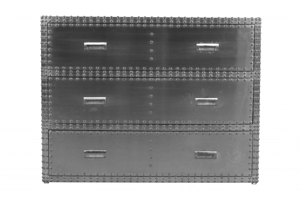 42" Silver Aluminum Three Drawer Dresser HomeRoots