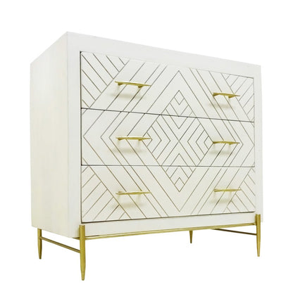 38" Ivory Solid Wood Three Drawer Dresser HomeRoots