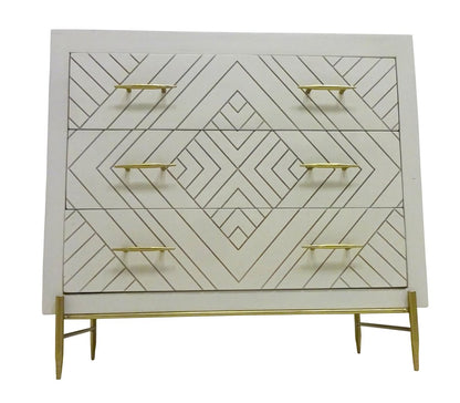 38" Ivory Solid Wood Three Drawer Dresser HomeRoots
