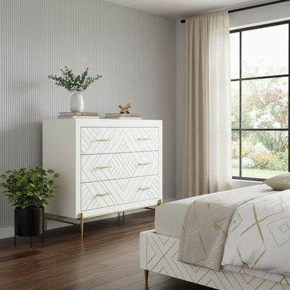 38" Ivory Solid Wood Three Drawer Dresser HomeRoots