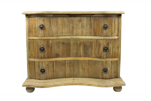 44" Natural Solid Wood Three Drawer Dresser HomeRoots