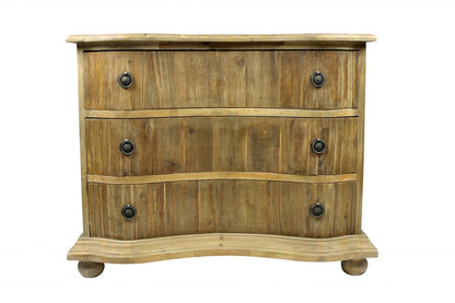 44" Natural Solid Wood Three Drawer Dresser HomeRoots