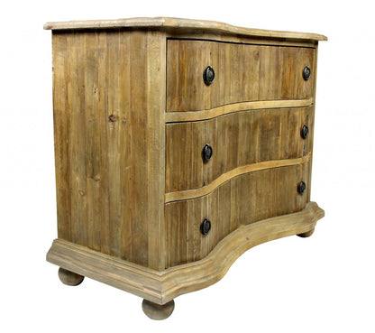 44" Natural Solid Wood Three Drawer Dresser HomeRoots