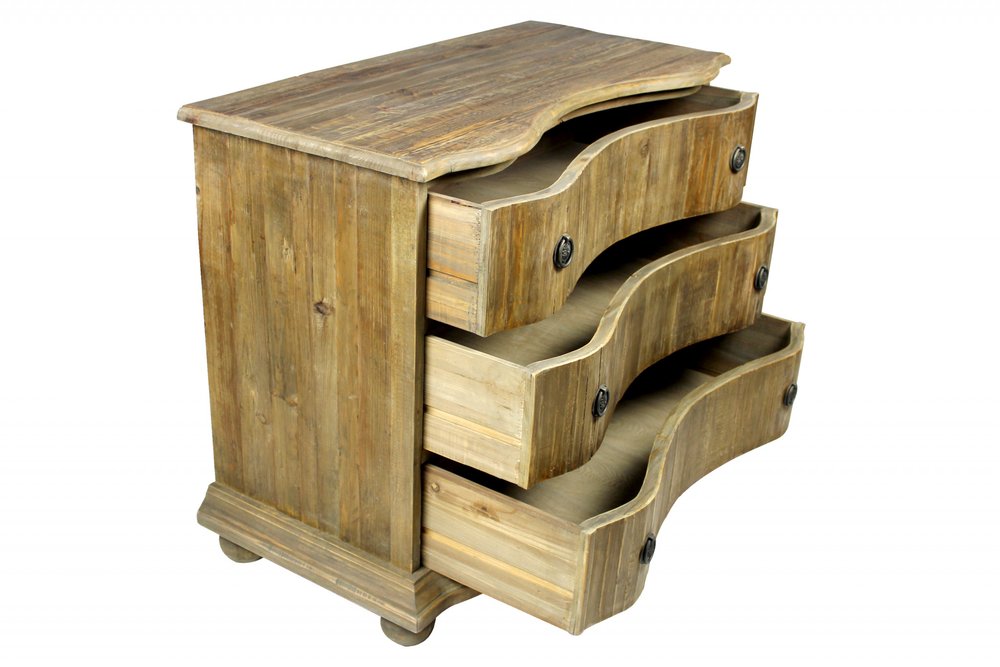 44" Natural Solid Wood Three Drawer Dresser HomeRoots