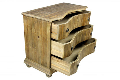 44" Natural Solid Wood Three Drawer Dresser HomeRoots